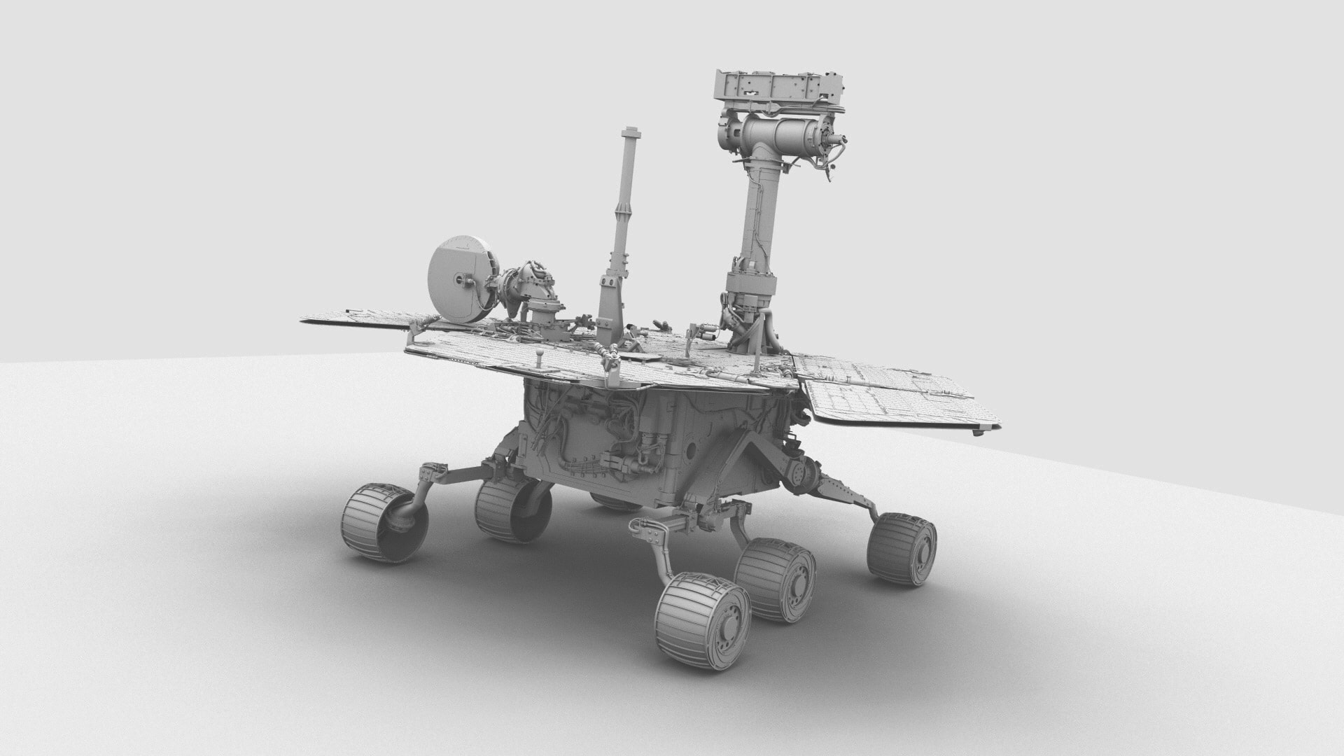 Mars Rover 3D Rendered rear view