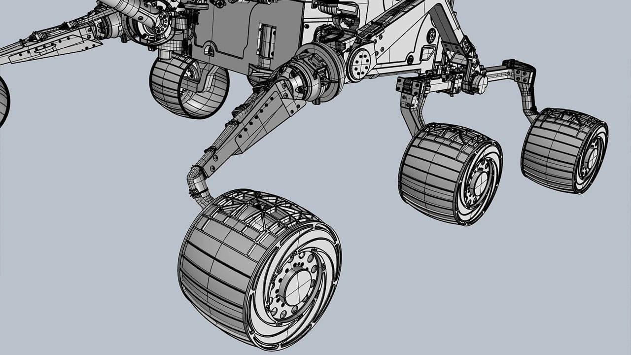 Mars Rover 3D Shaded rocker-bogie system